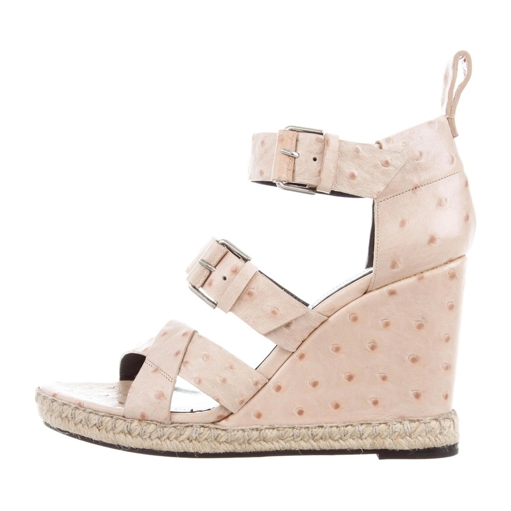 Balenciaga Paris ostrich Shoes sandals wedge. Sz 41